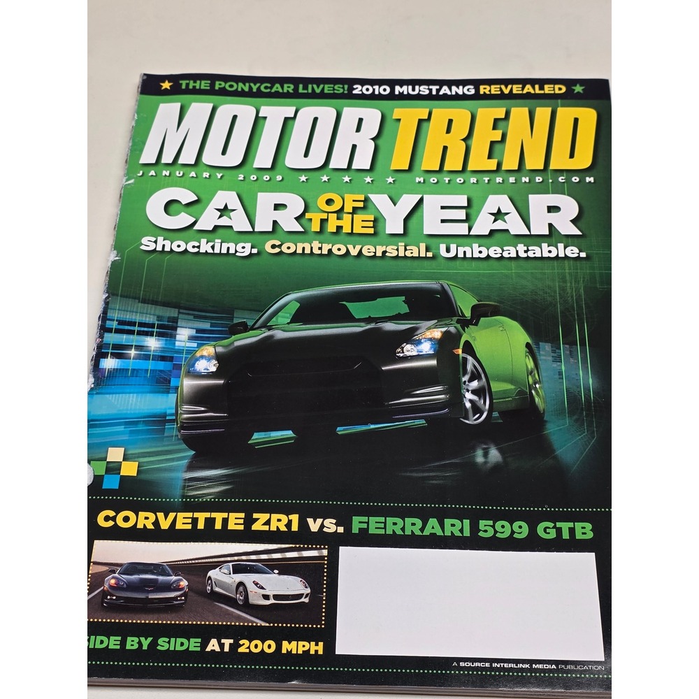 Motor Trend January 2009 Car of the Year Nissan GT-R 2010 Mustang Corvette ZR1‎
